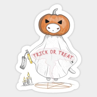 Summon the Halloween Pumpkin Head Cat Sticker